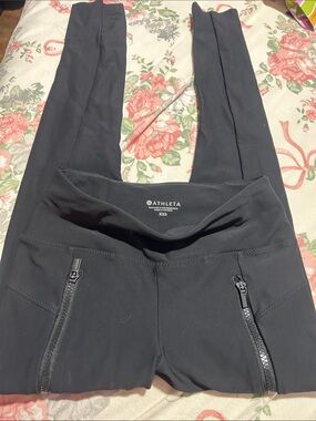 Athleta Black High-Rise Leggings with Zip Pockets